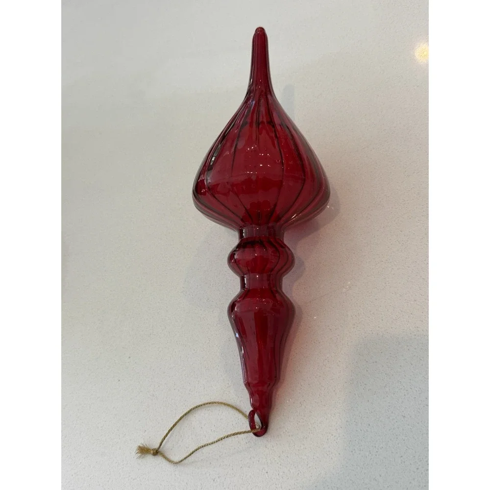 Melrose Large Red Glass Handblown Finial Drop Christmas‎ Ornament 3 Tier